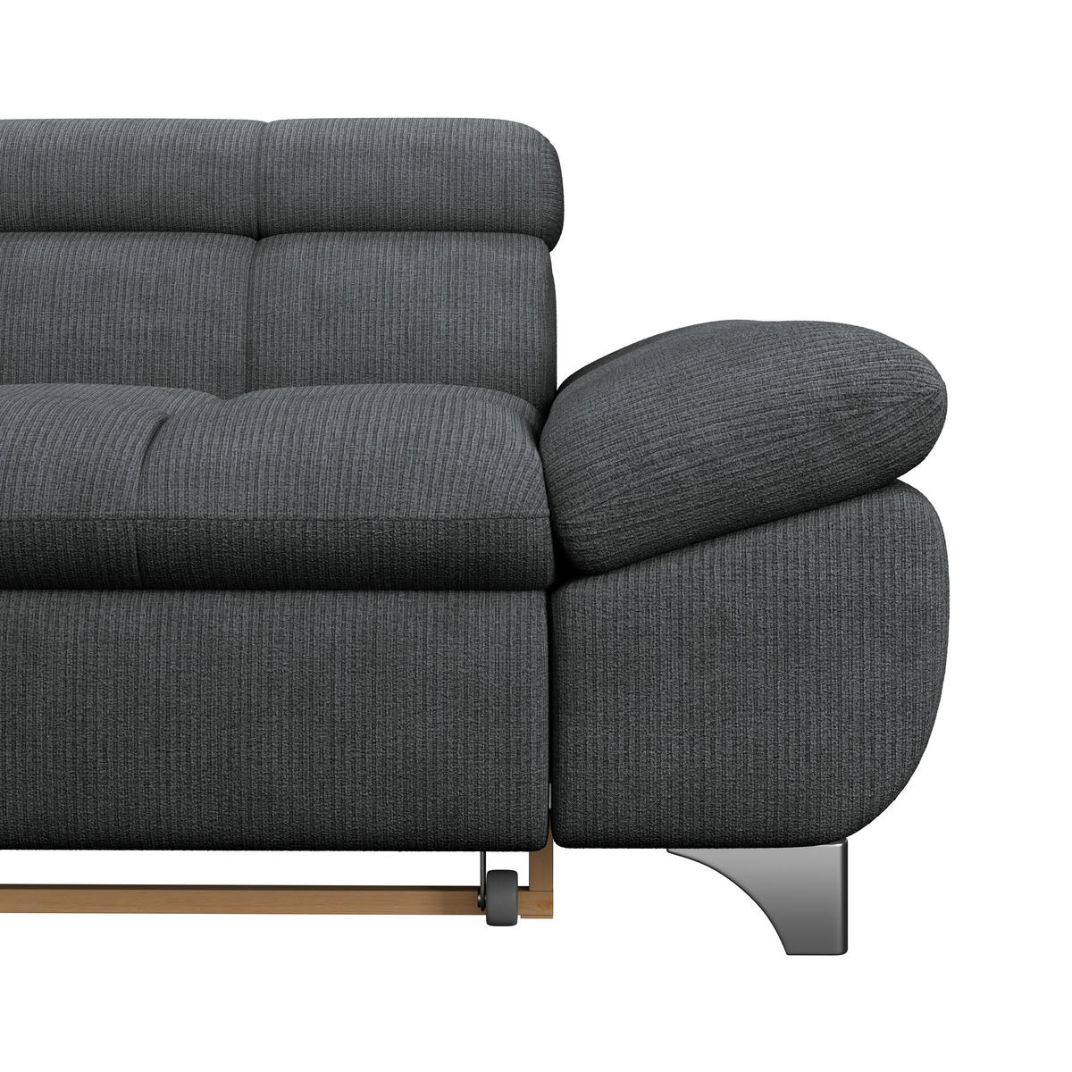 ECKSOFA Graphitfarben Chenille  - Chromfarben/Graphitfarben, KONVENTIONELL, Textil/Metall (234/312cm) - Livetastic