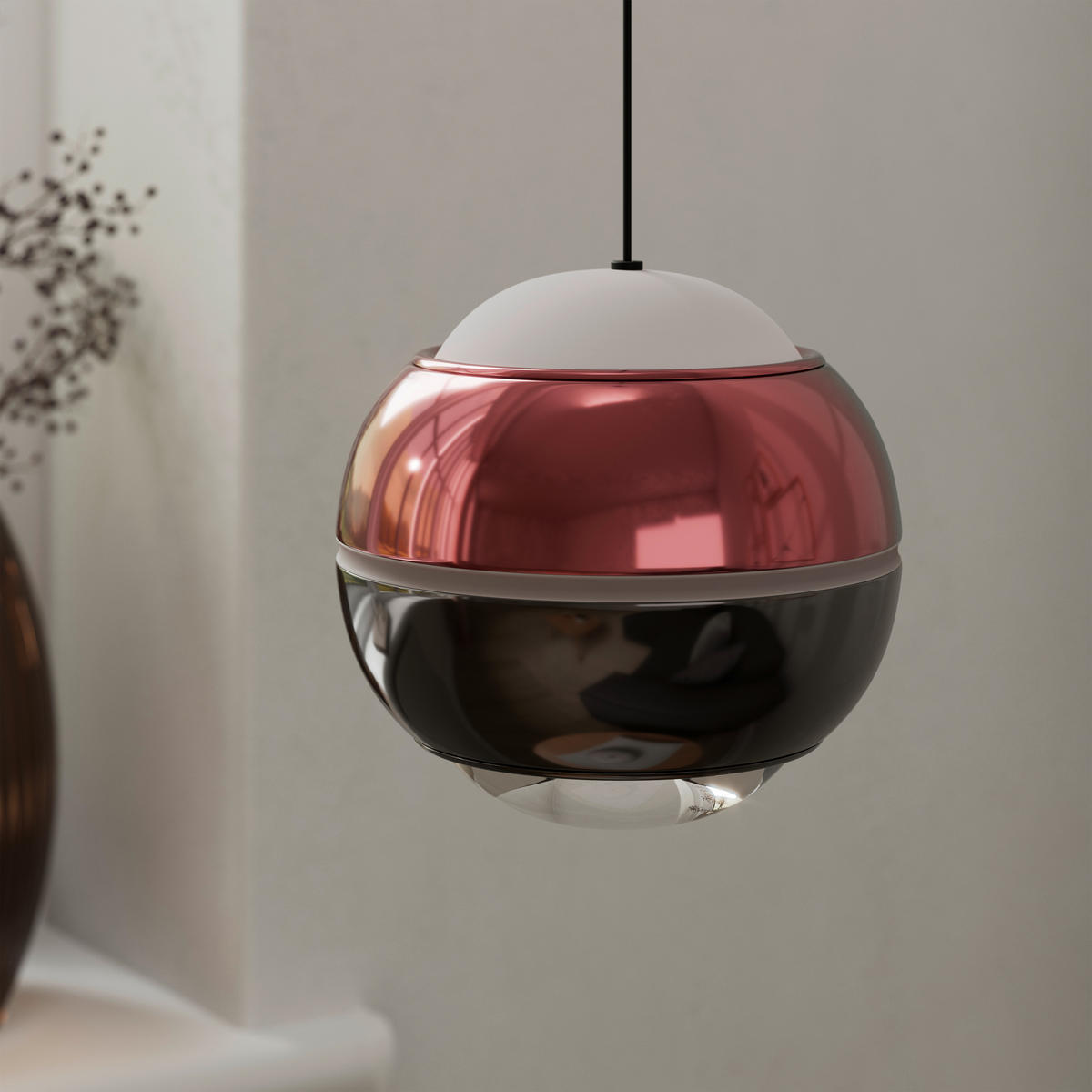 LED-HÄNGELEUCHTE Easy 12,5/150 cm   - Schwarz/Kupferfarben, Design, Glas/Kunststoff (12,5/150cm) - Dieter Knoll