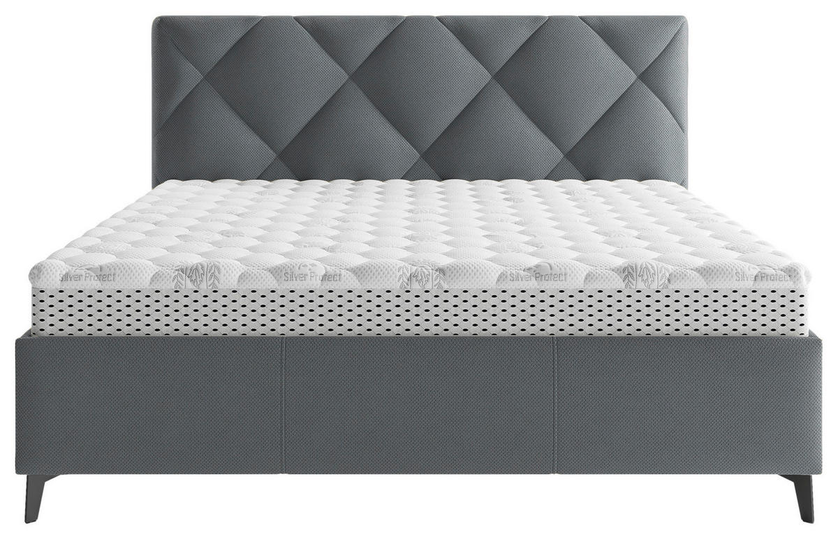 POLSTERBETT gepolstertes Kopfteil, Lattenrost, Bettkasten 160/200 cm  in Anthrazit  - Anthrazit/Schwarz, MODERN, Holz/Textil (160/200cm) - Boxxx