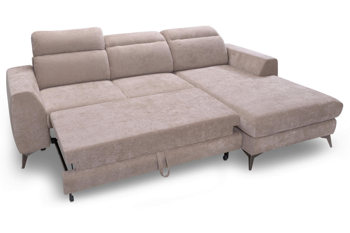 ROHOVÁ SEDAČKA, textil, béžová - černá/béžová, Basics, kov/textil (264/191cm) - Livetastic