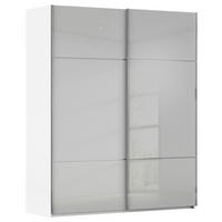 SCHWEBETÜRENSCHRANK 201/223/67 cm,  in Weiß, Grau, 2 Tür(en)  - Chromfarben/Weiß, KONVENTIONELL, Glas/Holzwerkstoff (201/223/67cm) - Novel