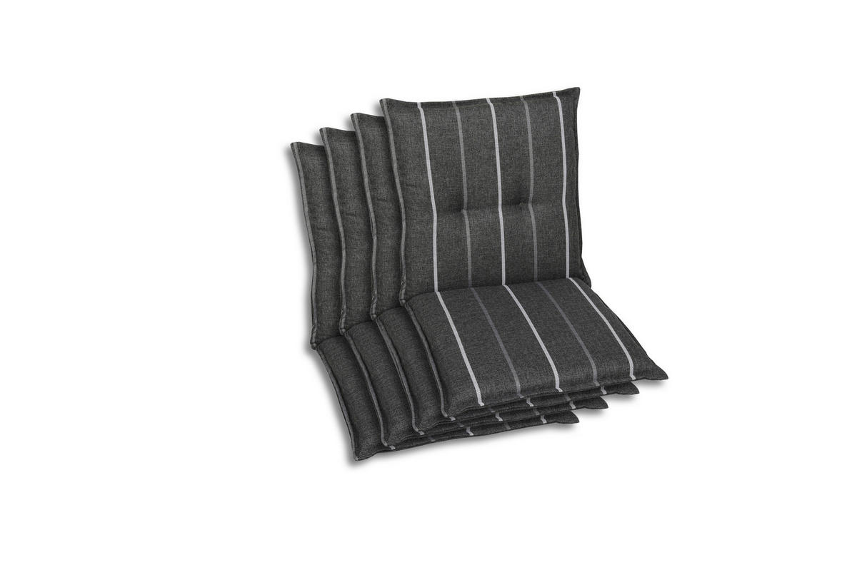 SESSELAUFLAGENSET in Anthrazit Streifen  - Anthrazit, Basics, Textil (50/7/100cm)