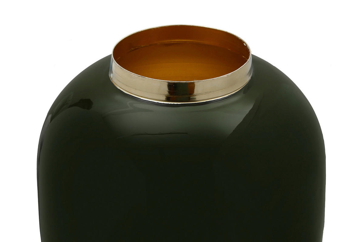 VASE 20 cm  - Dunkelgrün/Goldfarben, Trend, Metall (16,5/16,5/20cm) - Kayoom