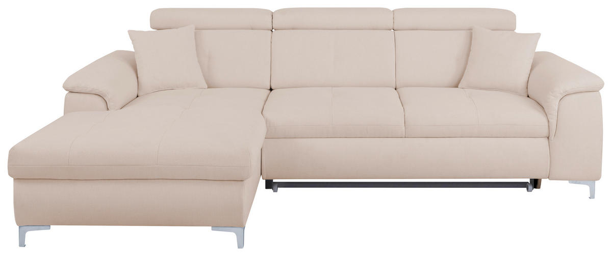 ECKSOFA in Flachgewebe Creme  - Chromfarben/Creme, Konventionell, Textil/Metall (175/268cm) - Carryhome