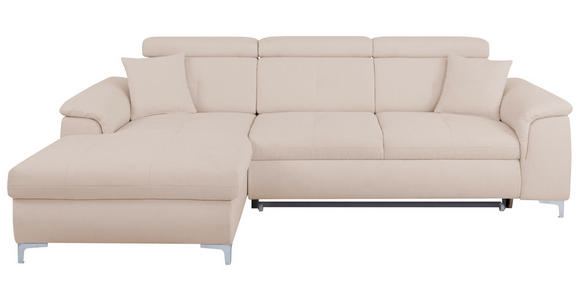 ECKSOFA Creme Flachgewebe  - Chromfarben/Creme, KONVENTIONELL, Textil/Metall (175/268cm) - Carryhome