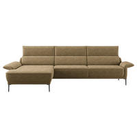 ECKSOFA in Bouclé Hellbraun  - Hellbraun/Schwarz, Modern, Textil/Metall (186/330cm) - Johann Jakob