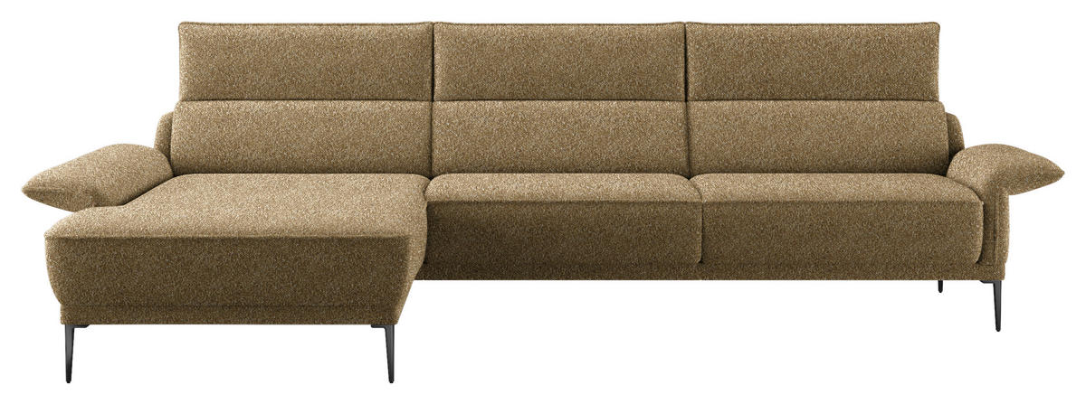 ECKSOFA in Bouclé Hellbraun  - Hellbraun/Schwarz, Modern, Textil/Metall (186/330cm) - Johann Jakob