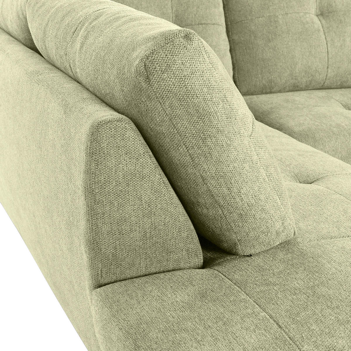 WOHNLANDSCHAFT in Flachgewebe Hellgrün  - Chromfarben/Hellgrün, Konventionell, Kunststoff/Textil (217/338/180cm) - Hom`in