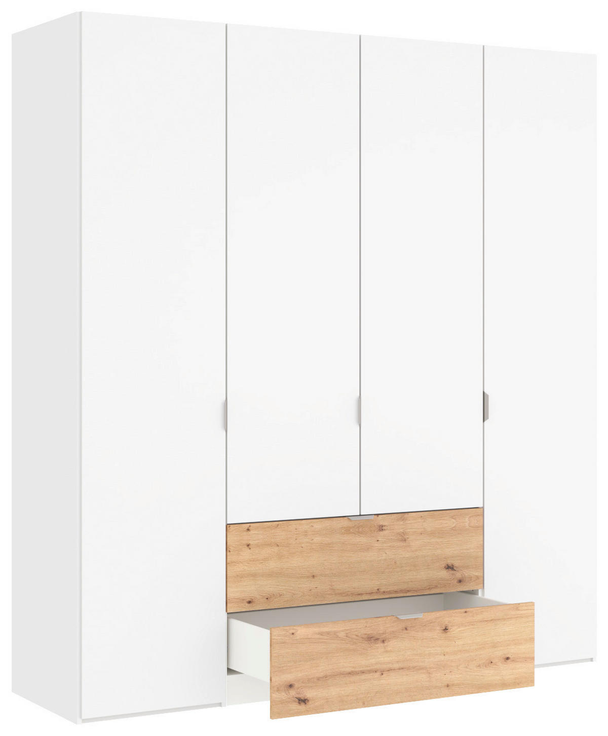 DREHTÜRENSCHRANK  in Weiß, Eiche Artisan  - Edelstahlfarben/Weiß, KONVENTIONELL, Holzwerkstoff/Metall (203/220/59cm) - Jutzler