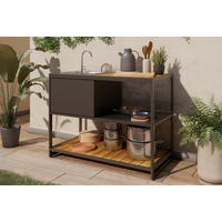 VENKOVNÍ KUCHYNĚ  - přírodní barvy/antracitová, Moderní, kov/plast (120/116/60cm) - Ambia Garden