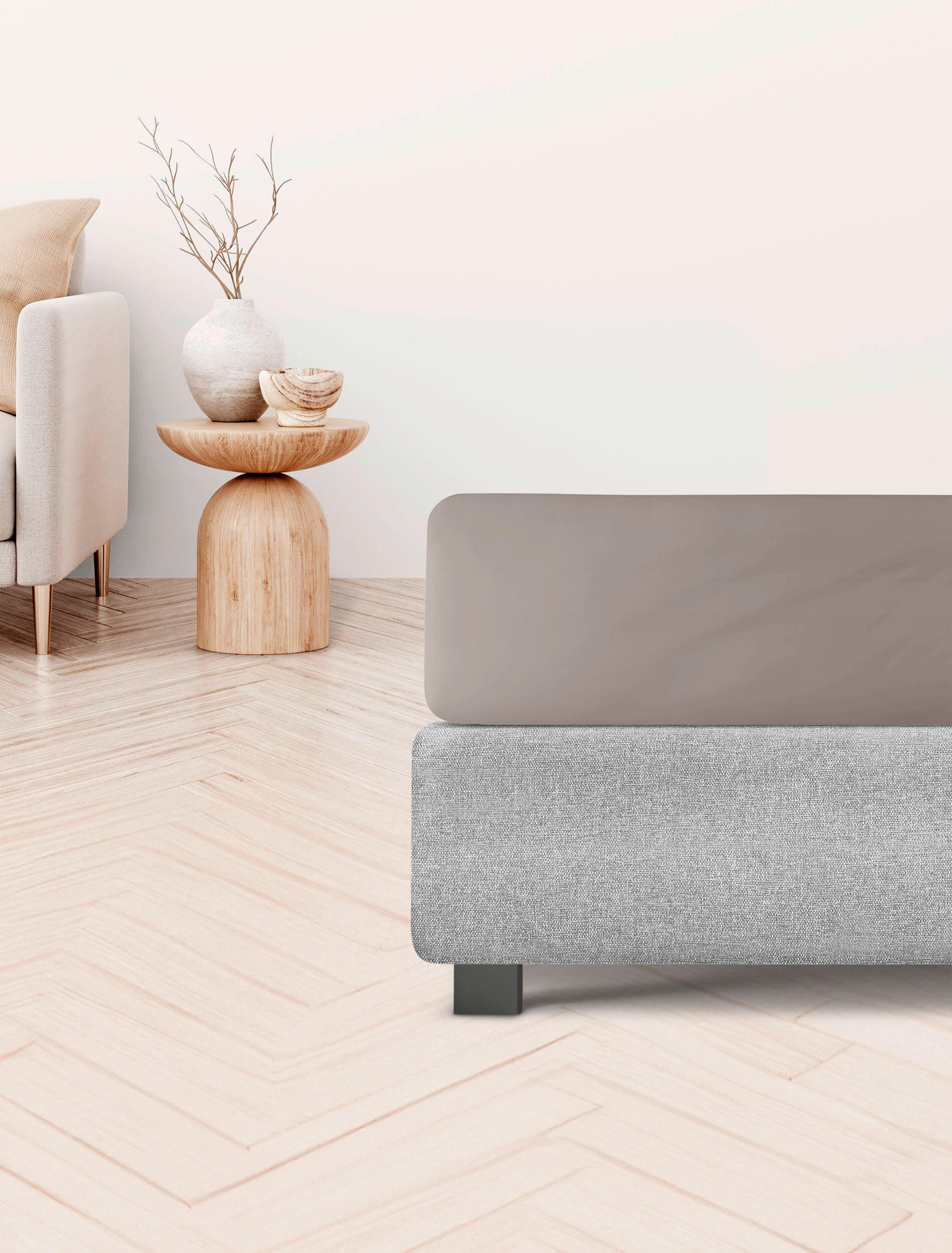 BETTTUCH Jersey  - Taupe, KONVENTIONELL, Textil (220/260cm) - Irisette