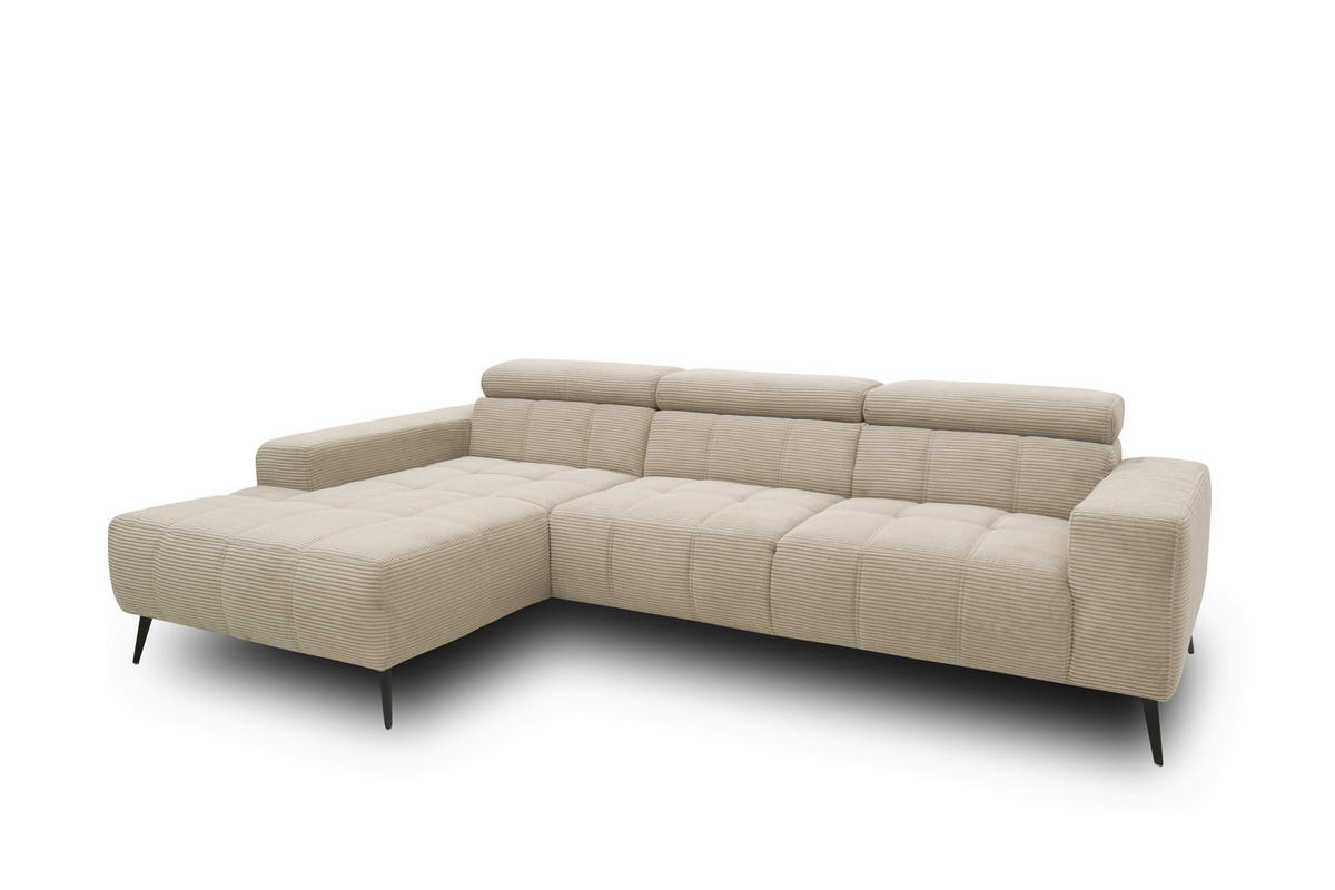 ECKSOFA TRENTO Taupe Mikrofaser  - Taupe/Dunkelgrau, MODERN, Textil/Metall (287/175cm) - MID.YOU
