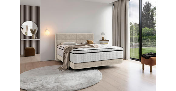 BOXSPRINGBETT 180/200 cm  in Beige  - Beige/Schwarz, KONVENTIONELL, Holz/Textil (180/200cm) - Esposa