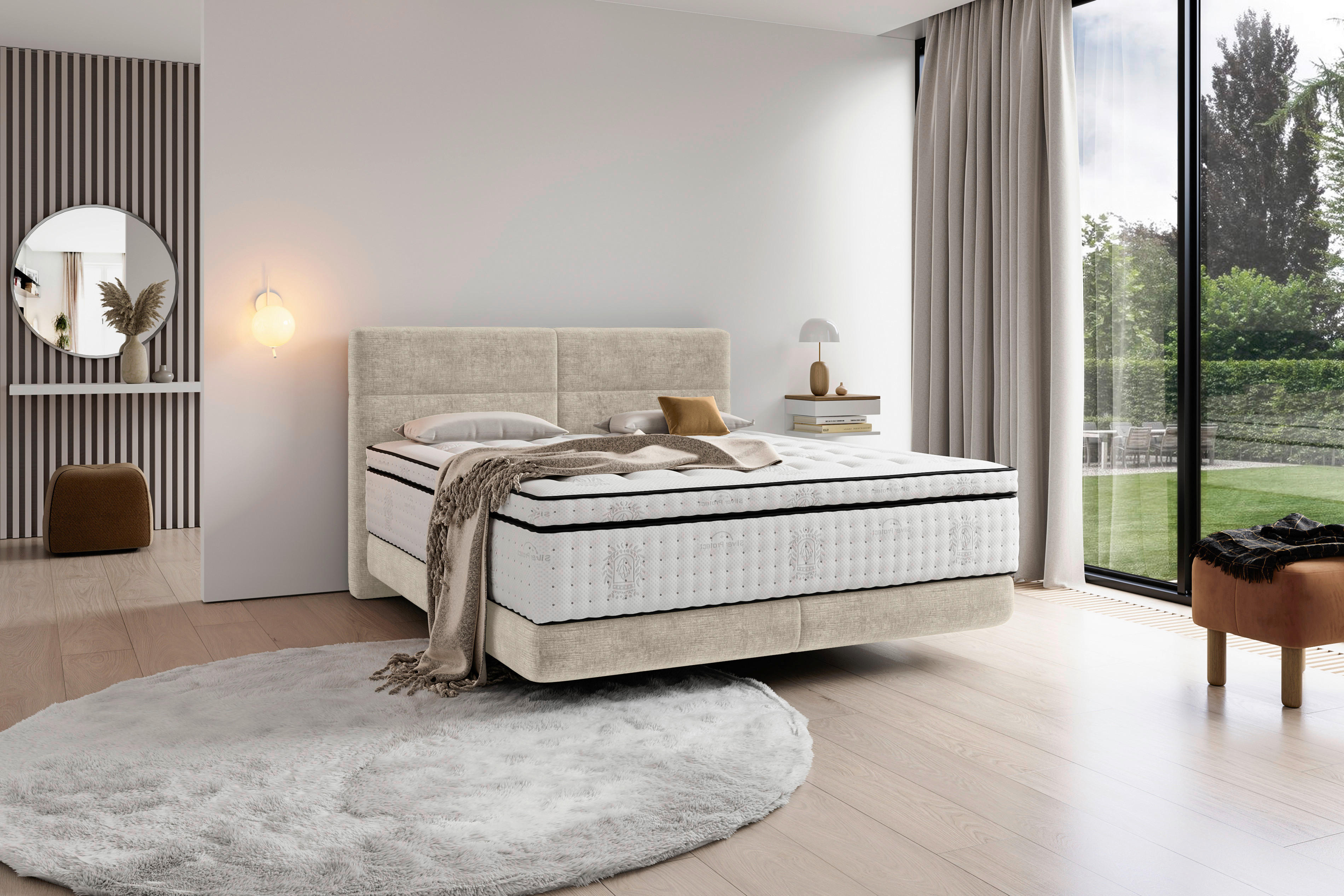BOXSPRINGBETT 180/200 cm  in Beige  - Beige/Schwarz, Konventionell, Holz/Textil (180/200cm) - Esposa