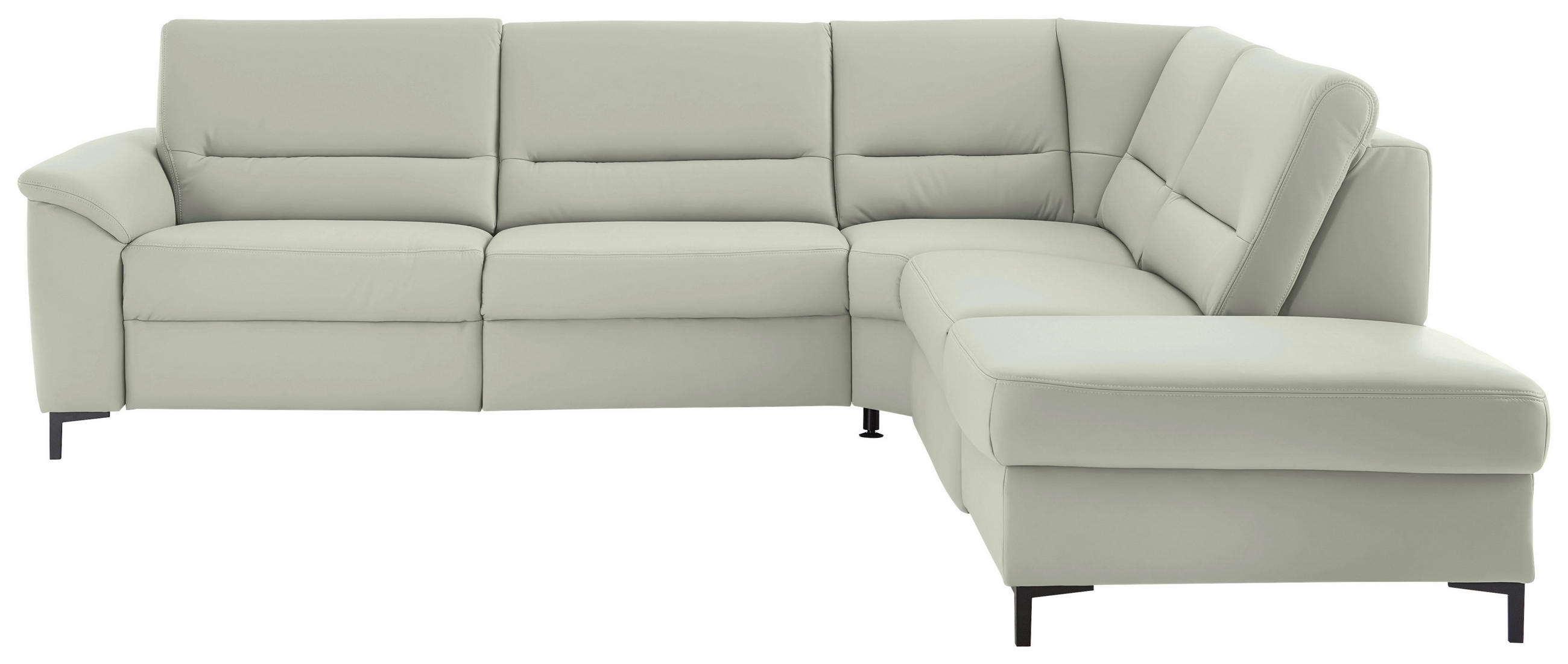 ECKSOFA  in Echtleder Silberfarben  290/249 cm  - Silberfarben/Schwarz, KONVENTIONELL, Leder/Metall (290/249cm) - Beldomo Premium