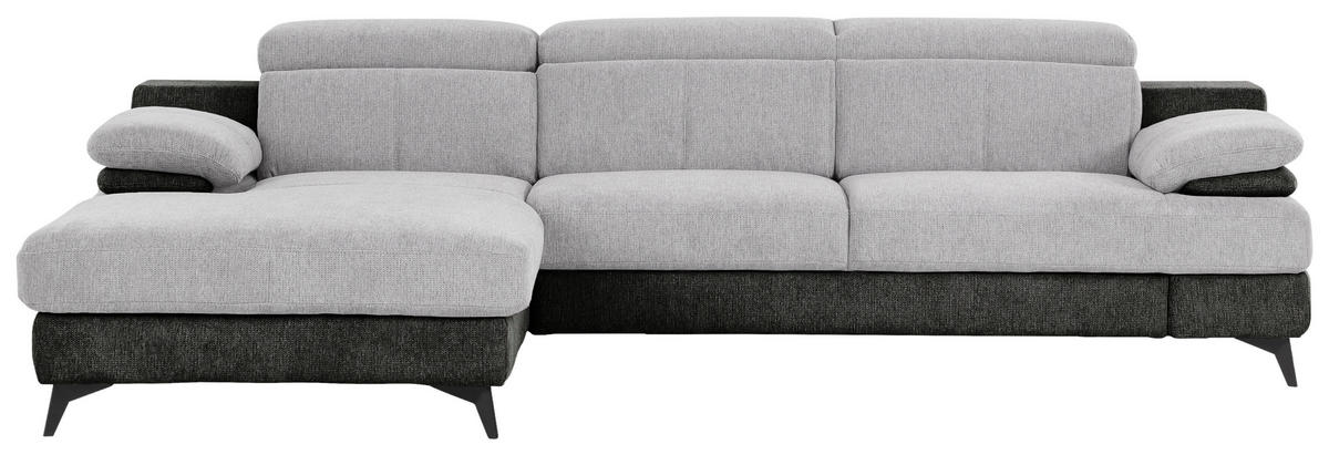 ECKSOFA Graphitfarben, Silberfarben Chenille Kopfstütze  - Silberfarben/Schwarz, Design, Textil/Metall (291/80-98/178cm) - Livetastic