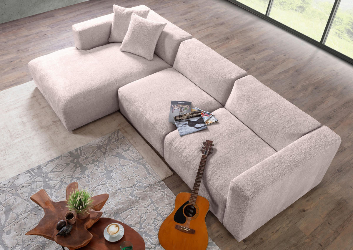ECKSOFA Rosa Chenille  - Creme/Schwarz, MODERN, Kunststoff/Textil (178/323cm) - Carryhome
