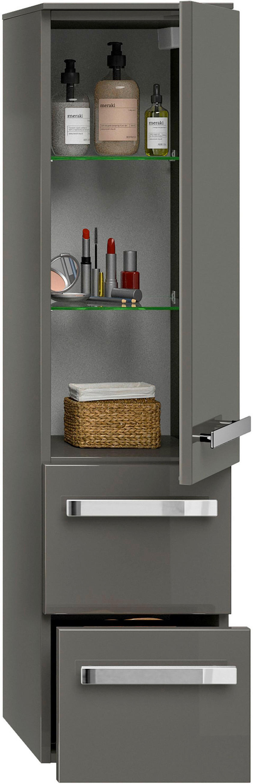 MIDISCHRANK 30/121/33 cm  - Chromfarben/Grau Hochglanz, KONVENTIONELL, Glas/Holzwerkstoff (30/121/33cm) - Sadena