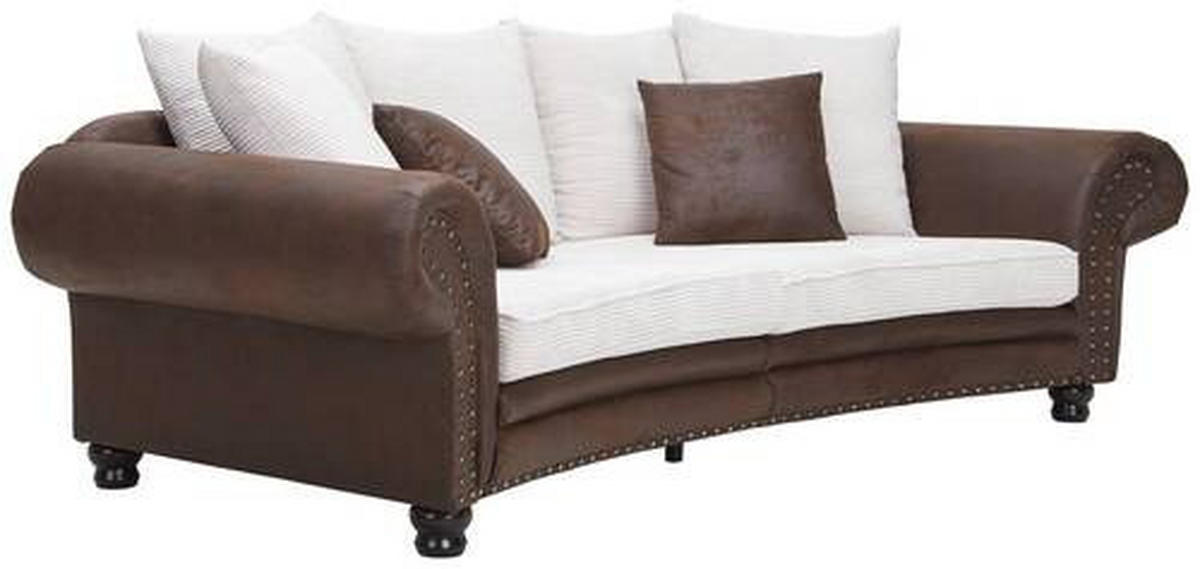 MEGASOFA in Mikrofaser Braun, Weiss  - Weiss/Beige, Lifestyle, Holz/Textil (276/81/140cm) - Landscape