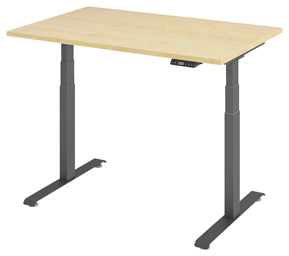 SCHREIBTISCH 120/80/64,5-129,5 cm  in Graphitfarben, Ahornfarben  - Ahornfarben/Graphitfarben, KONVENTIONELL, Holzwerkstoff/Metall (120/80/64,5-129,5cm) - Venda