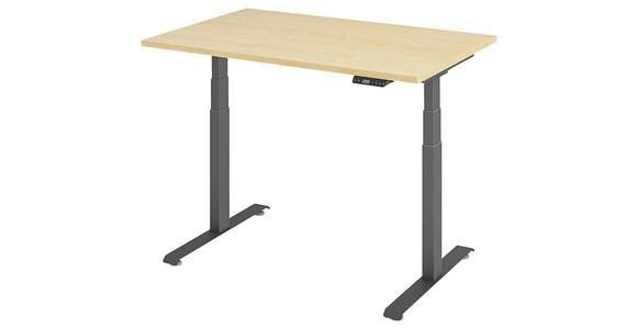 SCHREIBTISCH 120/80/64,5-129,5 cm Graphitfarben, Ahornfarben höhenverstellbar  - Ahornfarben/Graphitfarben, KONVENTIONELL, Holzwerkstoff/Metall (120/80/64,5-129,5cm) - Venda