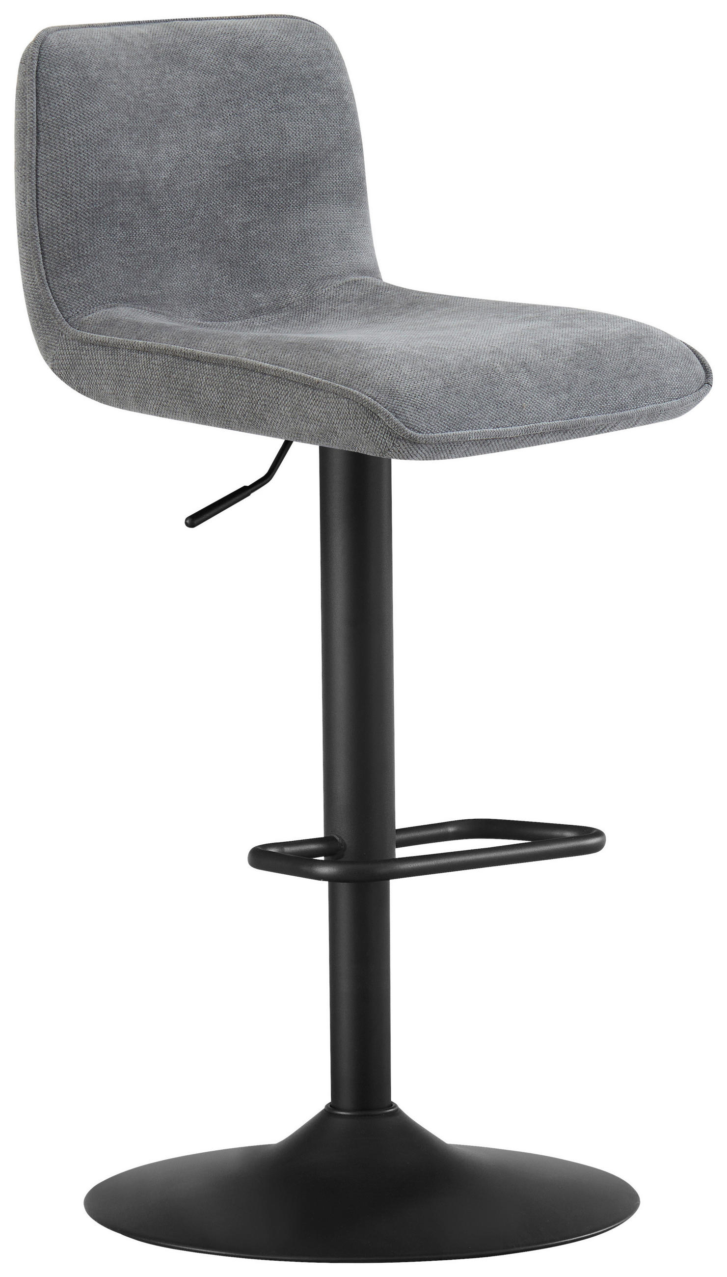 BARHOCKER Webstoff Grau, Schwarz Eisen Stoffauswahl, Sitzfläche 360° drehbar  - Schwarz/Grau, Design, Textil/Metall (45/88-109,5/50cm) - home24
