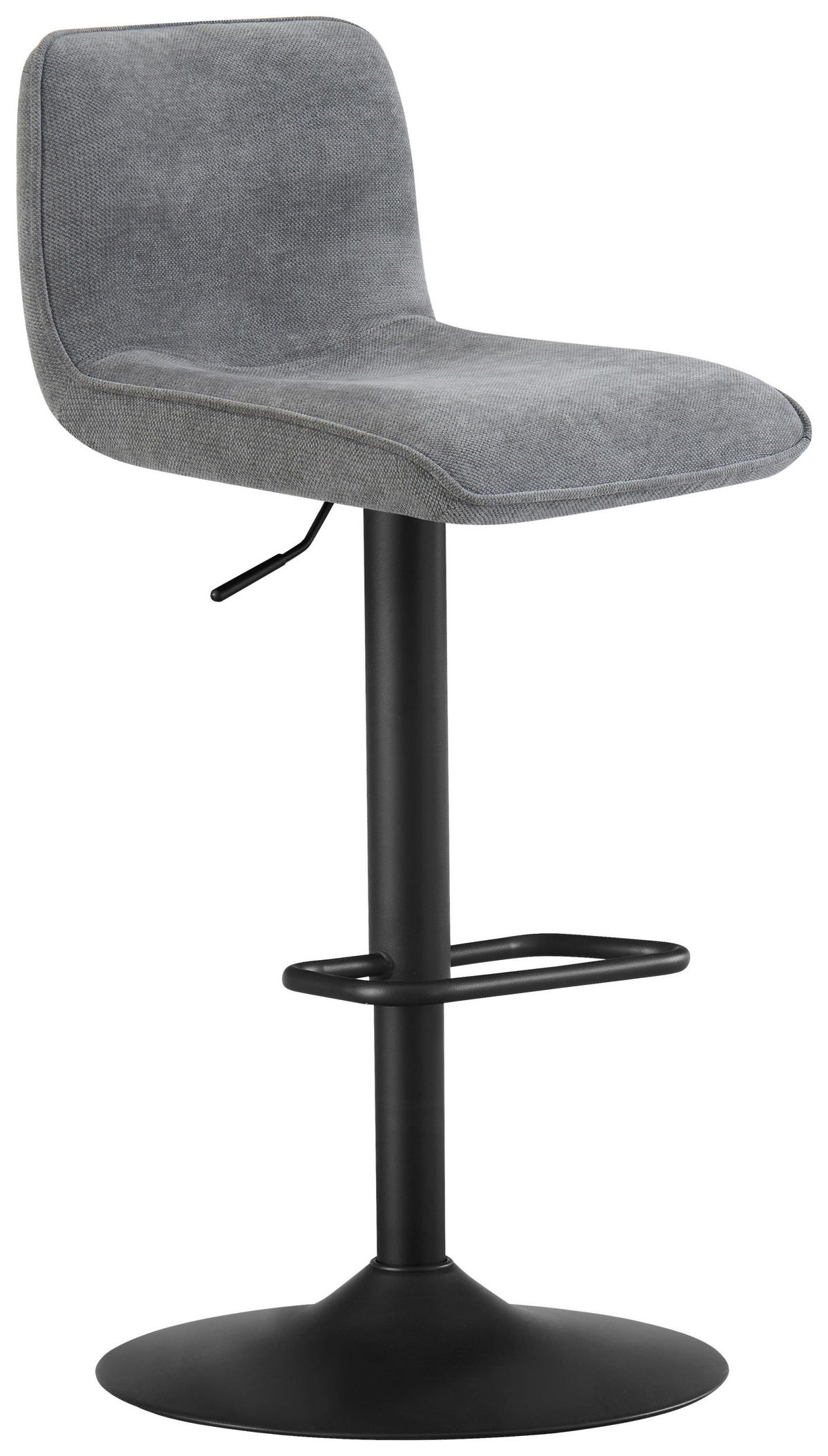 BARHOCKER Webstoff Grau, Schwarz Eisen Stoffauswahl, Sitzfläche 360° drehbar  - Schwarz/Grau, Design, Textil/Metall (45/88-109,5/50cm) - home24