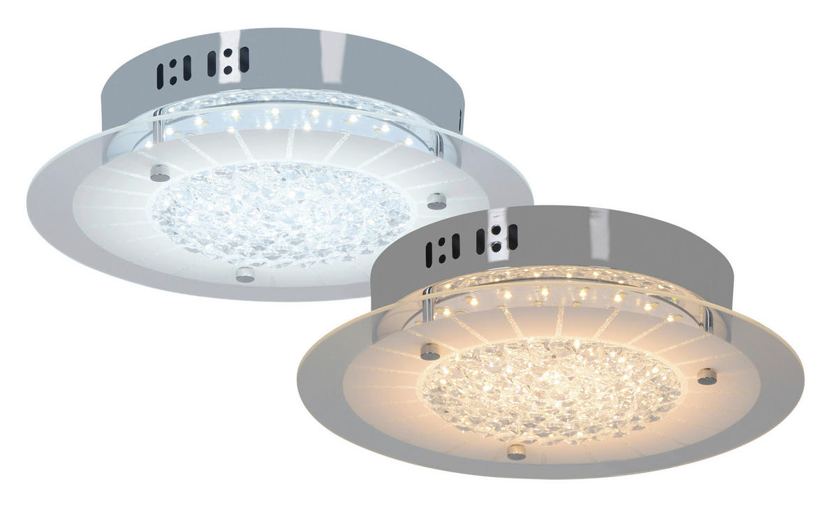 LED-DECKENLEUCHTE Chur 28/7 cm   - Chromfarben, Design, Glas/Kunststoff (28/7cm) - Näve