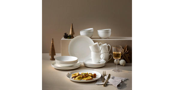 KOMBISERVICE Weiß, Goldfarben 20-teilig - Goldfarben/Weiß, Design, Keramik - Novel