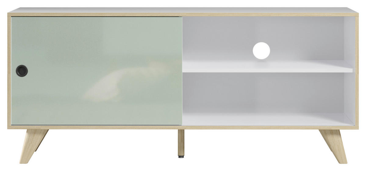 TV-ELEMENT  145/63/40 cm   - Eichefarben/Weiß Hochglanz, MODERN, Holzwerkstoff/Kunststoff (145/63/40cm) - Boxxx