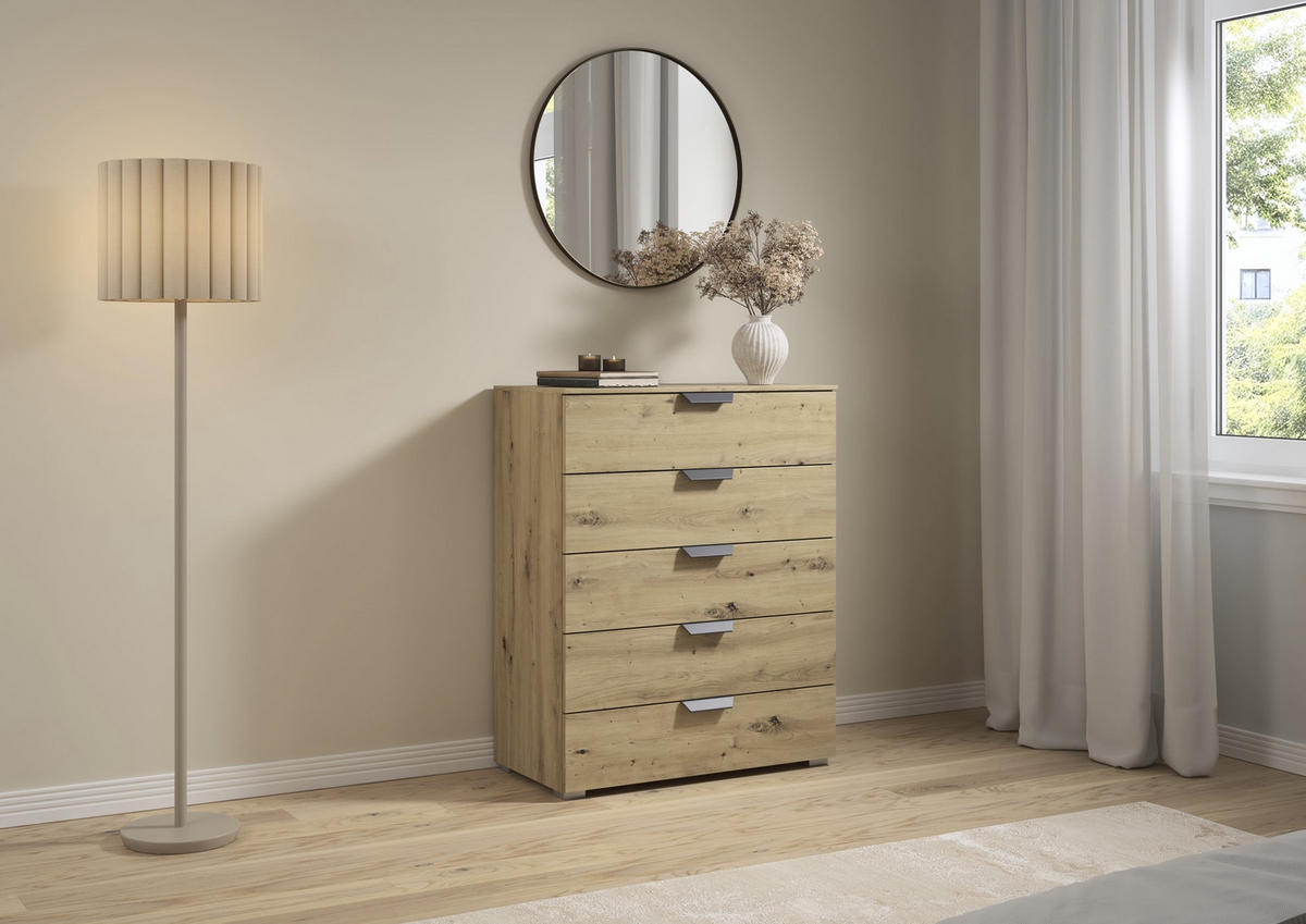 KOMMODE  in 80/100/43 cm  - Dunkelgrau/Eiche Artisan, Design, Holzwerkstoff/Metall (80/100/43cm) - Carryhome