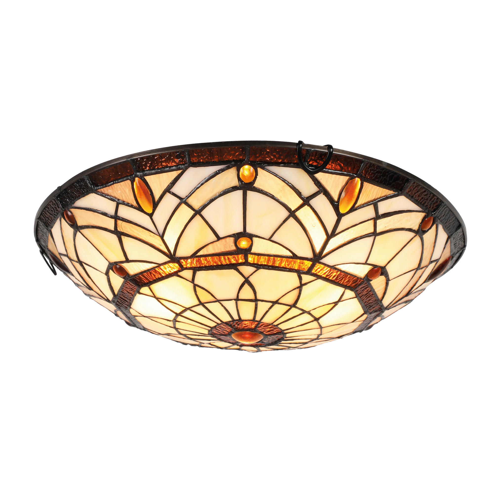 MENNYEZETI LÁMPA - barna/többszínű, Basics, Üveg/fém (12/40/40cm)