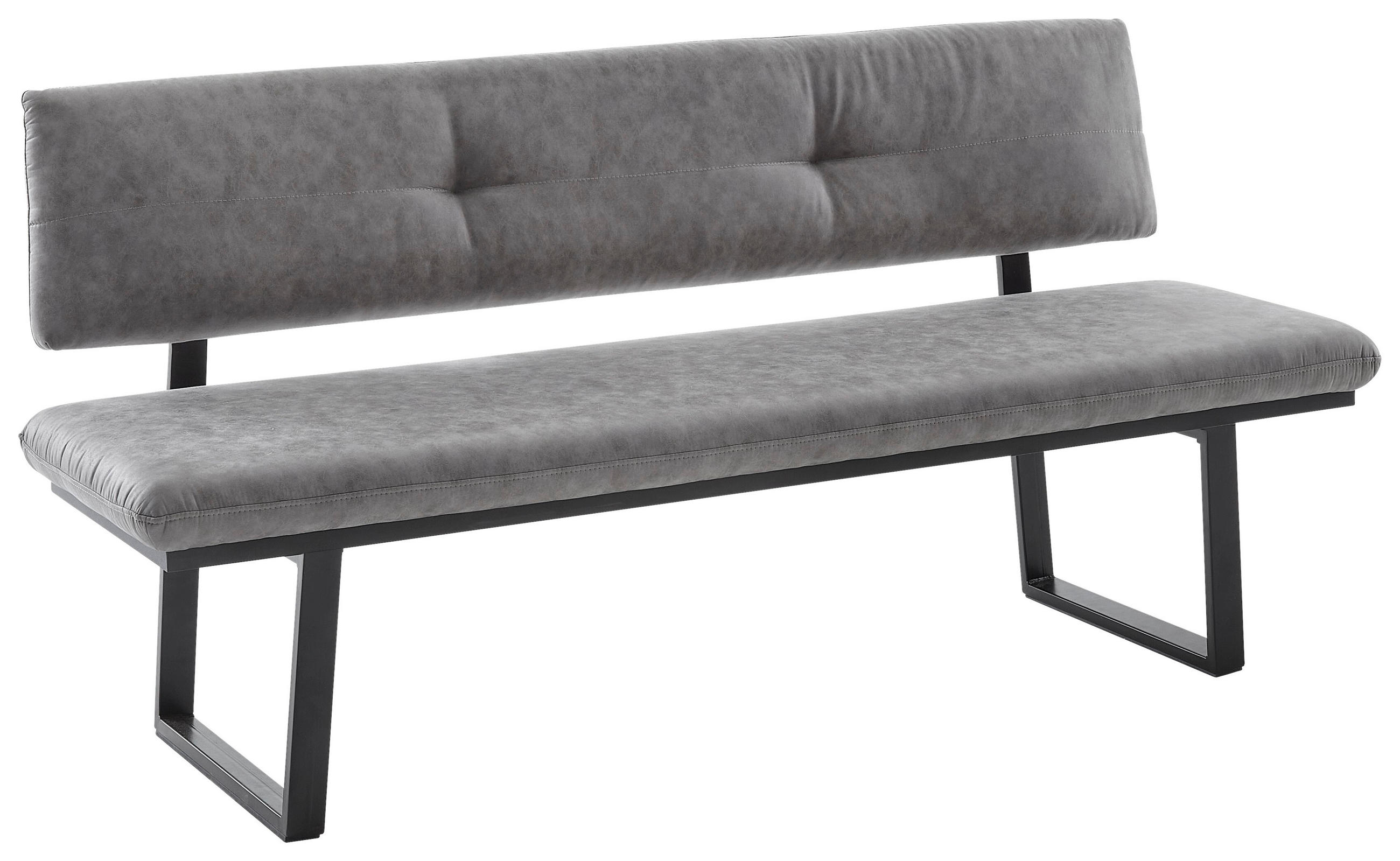 SITZBANK 200/86/60 cm Mikrofaser Grau, Schwarz  - Schwarz/Grau, MODERN, Textil/Metall (200/86/60cm) - Cantus