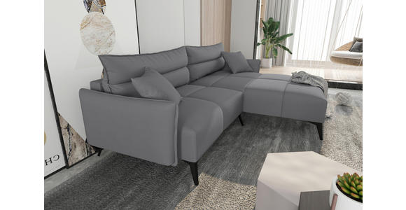 ECKSOFA in Cord Grau  253/180 cm  - Schwarz/Grau, KONVENTIONELL, Textil/Metall (253/180cm) - Carryhome