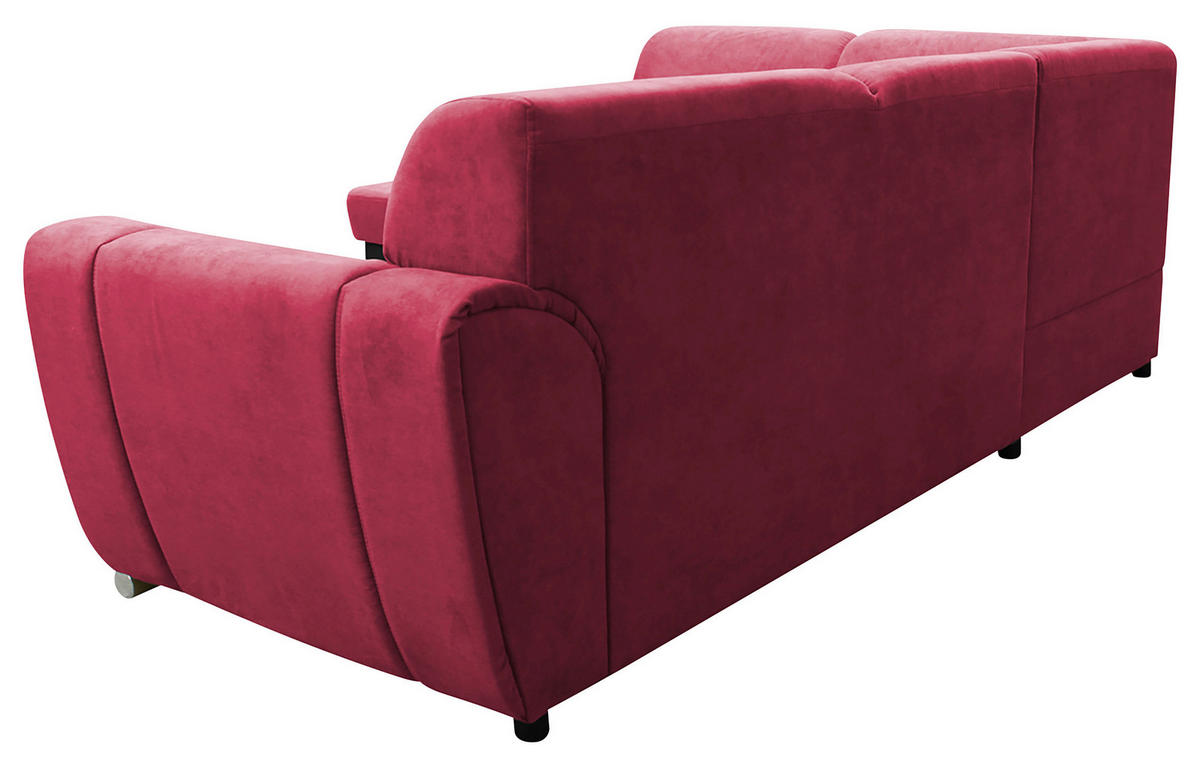 ECKSOFA Rot, Schwarz Velours  - Silberfarben/Rot, Design, Kunststoff/Textil (196/255cm) - MID.YOU