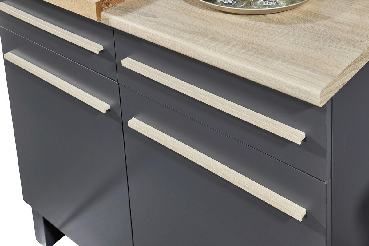 KONYHAI ALSÓSZEKRÉNY - Sonoma tölgy/antracit, Design, műanyag/faalapú anyag (100/90/60cm) - Carryhome