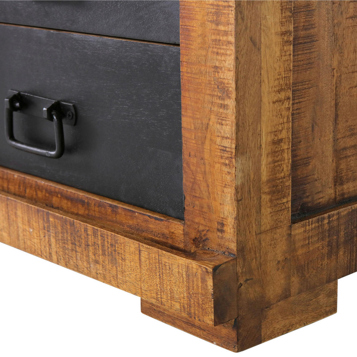 VITRINE in massiv Mangoholz Naturfarben, Schwarz  - Schwarz/Naturfarben, Romantik / Landhaus, Glas/Holz (100/190/45cm) - Landscape