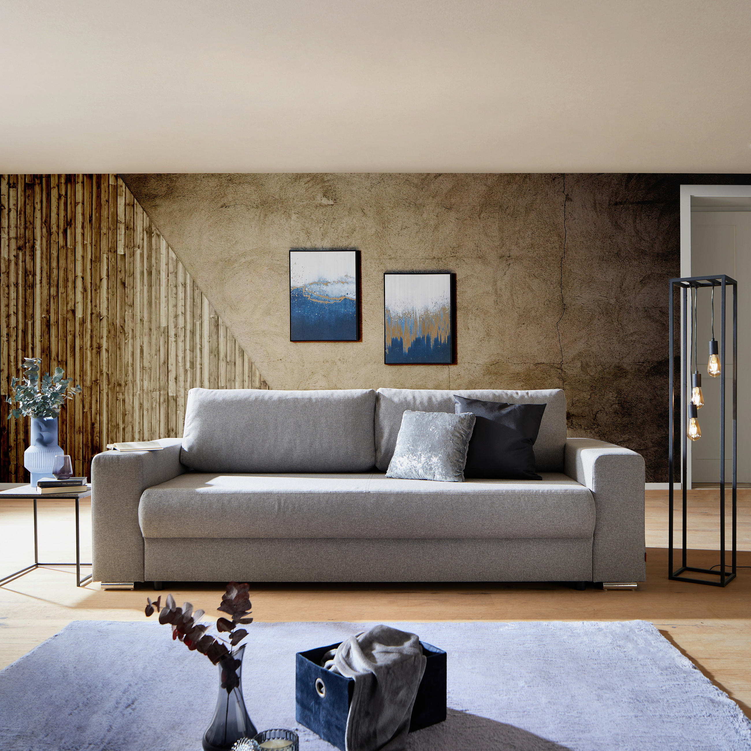SCHLAFSOFA Flachgewebe Hellgrau  - Hellgrau, MODERN, Kunststoff/Textil (250/84/105cm) - MID.YOU