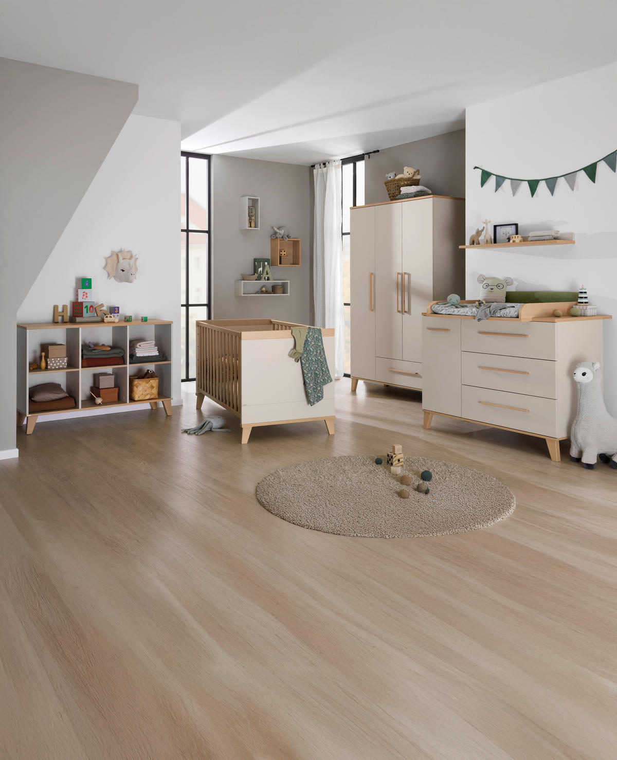 PELENKÁZÓ KOMÓD MALIO  - bézs/cseresznyefa színű, Basics, faalapú anyag (123,5/94,9/55,6cm) - Paidi