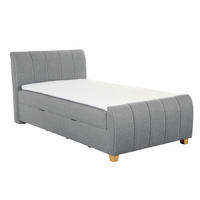 BOXBETT 120/200 cm,  in Grau, Bettkasten, Topper, Matratze, H3 = fest  - Eichefarben/Grau, Design, Holz/Textil (120/200cm) - Xora