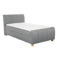 BOXBETT 120/200 cm,  in Grau, Bettkasten, Topper, Matratze, H3 = fest  - Eichefarben/Grau, Design, Holz/Textil (120/200cm) - Xora