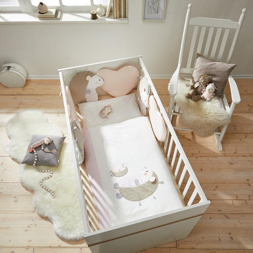 BABYBETTWÄSCHESET 100/135 cm - Creme/Rosa, Basics, Textil (100/135cm) - Patinio