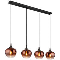 HÄNGELEUCHTE 100/18/120 cm   - Schwarz/Kupferfarben, Design, Glas/Metall (100/18/120cm) - Collet's Monde