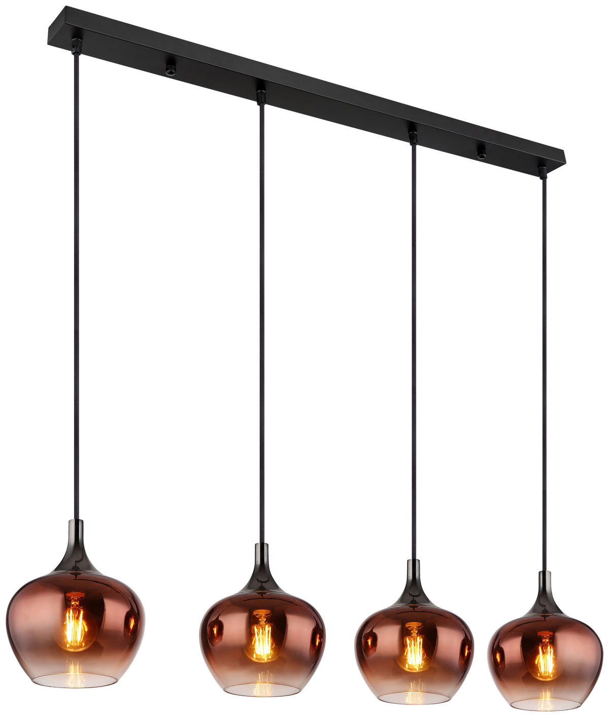 HÄNGELEUCHTE 100/18/120 cm   - Schwarz/Kupferfarben, Design, Glas/Metall (100/18/120cm) - Collet's Monde