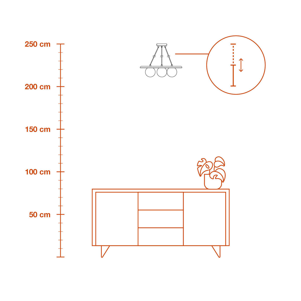 PENDELLEUCHTE 50/38,5/150 cm  - Braun, Natur, Glas/Stein (50/38,5/150cm) - Ledvance