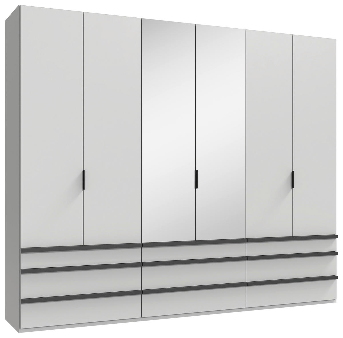 FALTTÜRENSCHRANK 300/236/58 cm 3-türig Weiß  - Schwarz/Weiß, Design, Glas/Holzwerkstoff (300/236/58cm) - Boxxx