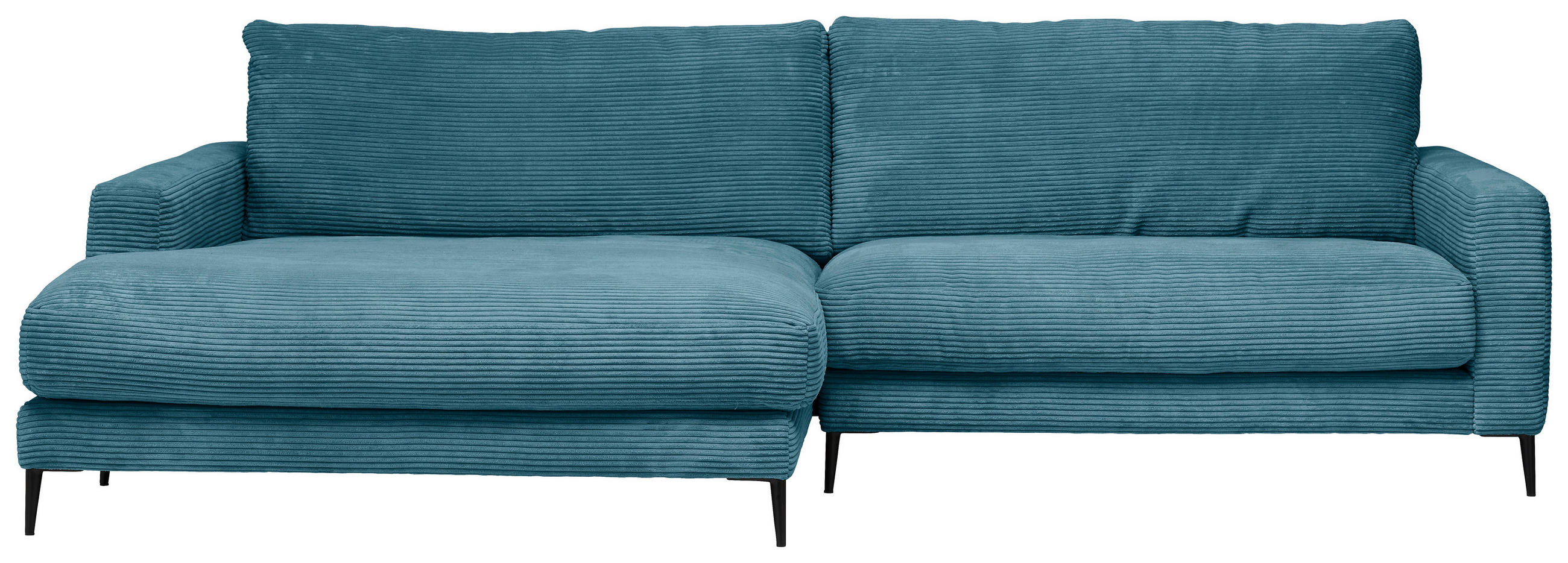 ECKSOFA Petrol Cord  - Petrol/Schwarz, Design, Textil/Metall (190/272cm) - Pure Home Lifestyle