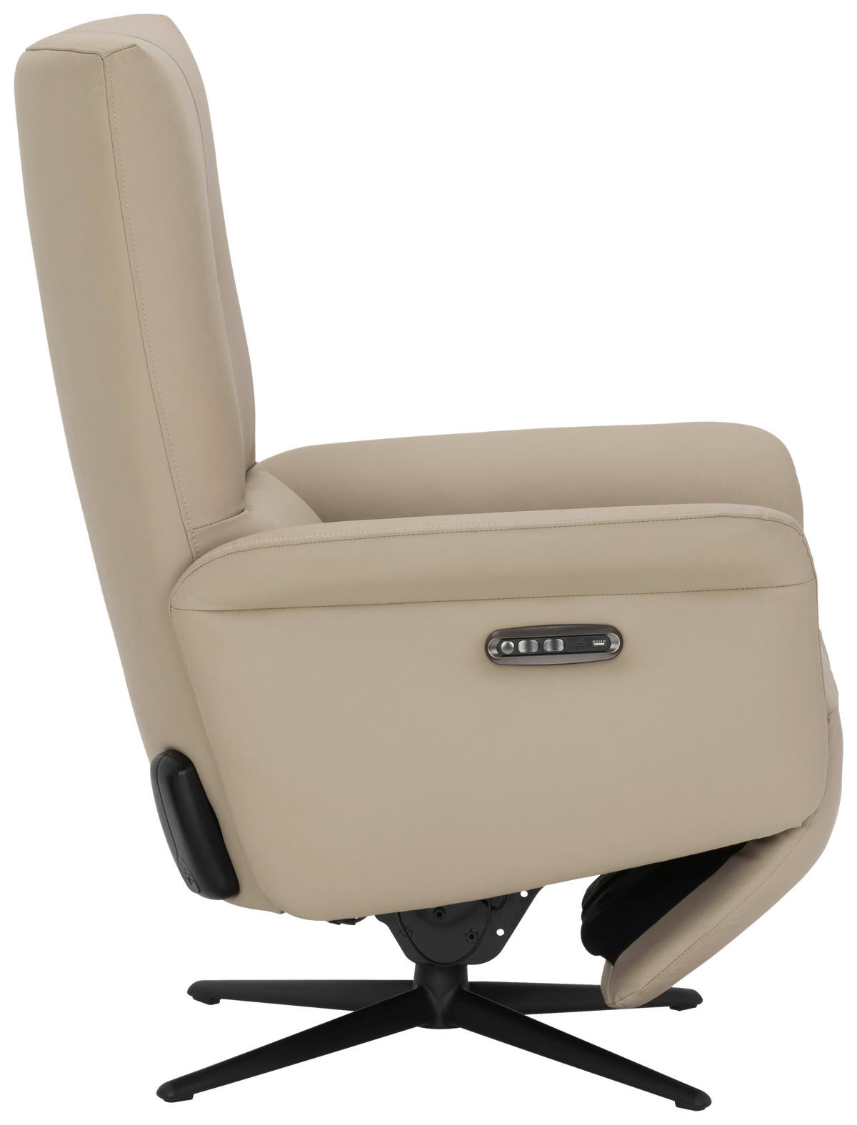 RELAXSESSEL Lederlook Echtleder    - Beige/Schwarz, KONVENTIONELL, Leder/Textil (75/111/90cm) - Livetastic