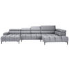 WOHNLANDSCHAFT in Samt, Webstoff Hellgrau  - Hellgrau/Schwarz, Design, Textil/Metall (177/385/216cm) - Welnova
