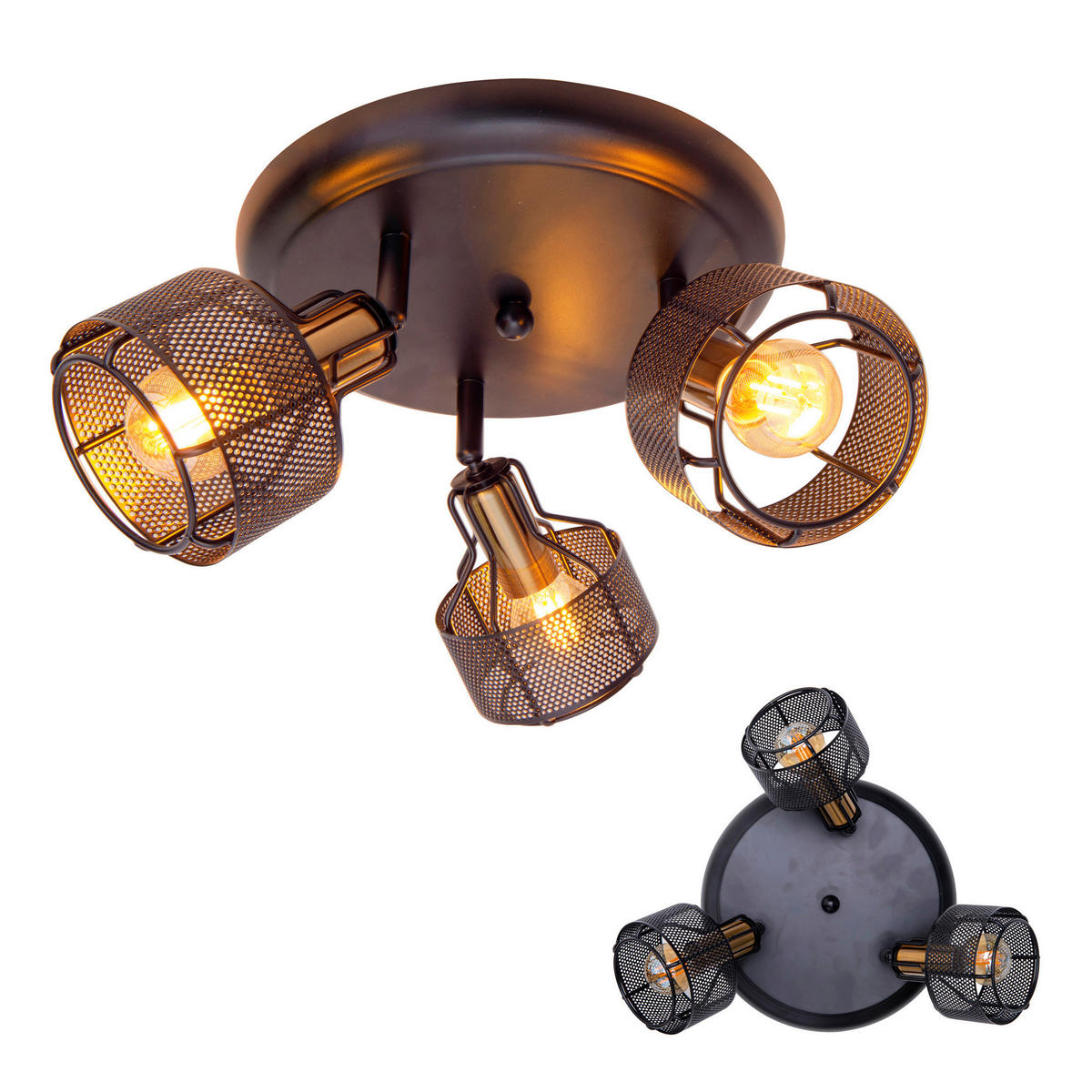 DECKENLEUCHTE     - Goldfarben/Schwarz, Natur, Metall (12,5cm) - Näve
